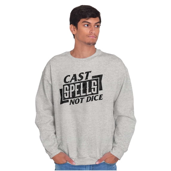 Cast Spells Not Dice Dragon Gamer Unisex Plus Fleece Graphic Sweatshirt Brisco Brands 2X