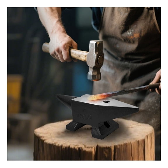 Cast Steel Anvil 22 Lbs - Blacksmith Single Horn Anvil for Metalworking, Forging, Shaping & Bending - Durable Steel Anvil with Stable Base