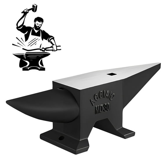 Cast Steel Blacksmith Anvil, 66LBS Single Iron Anvil - High Hardness Forging Anvil, Large Countertop and Stable Base with Round Horn & Hardy Hole for Metal Bending, Metalworking, Shaping & Riveting