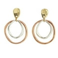thumbnail image 1 of Cast Top Double Drop Ring Earrings - tri tone, 1 of 1