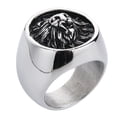 thumbnail image 1 of Mens Lion Head Ring Titanium Steel Geometric Handmade European American Travel Souvenir Gold Black Gift Bold Design, 1 of 4