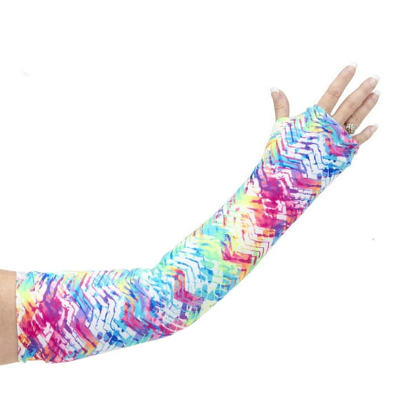 CastCoverz! Designer Arm Cast Cover, USA Made, Washable, Neon Tracks, Medium Long