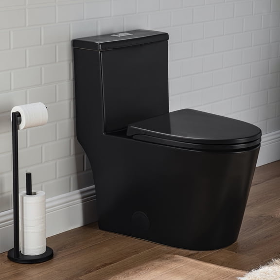 Casta Diva Black Toilet, Elongated One-Piece Ceramic Toilet, Dual Flush, 12'' Rough in