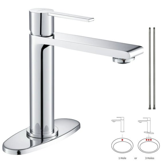Casta Diva Chrome Single Handle Bathroom Sink Faucet for 1 Hole Sink, Brass Vanity Faucet incl. Deckplate