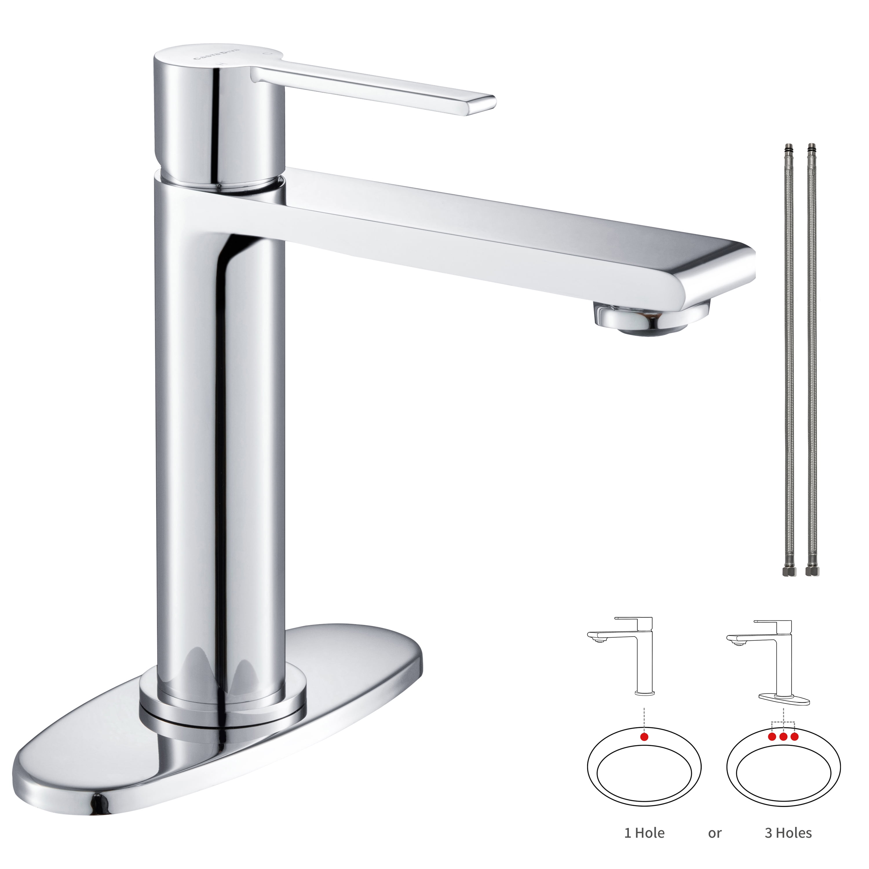 Casta Diva Chrome Bathroom Sink Faucet for 3 Hole & 1 Hole Sink, Single Handle Brass Vanity ...