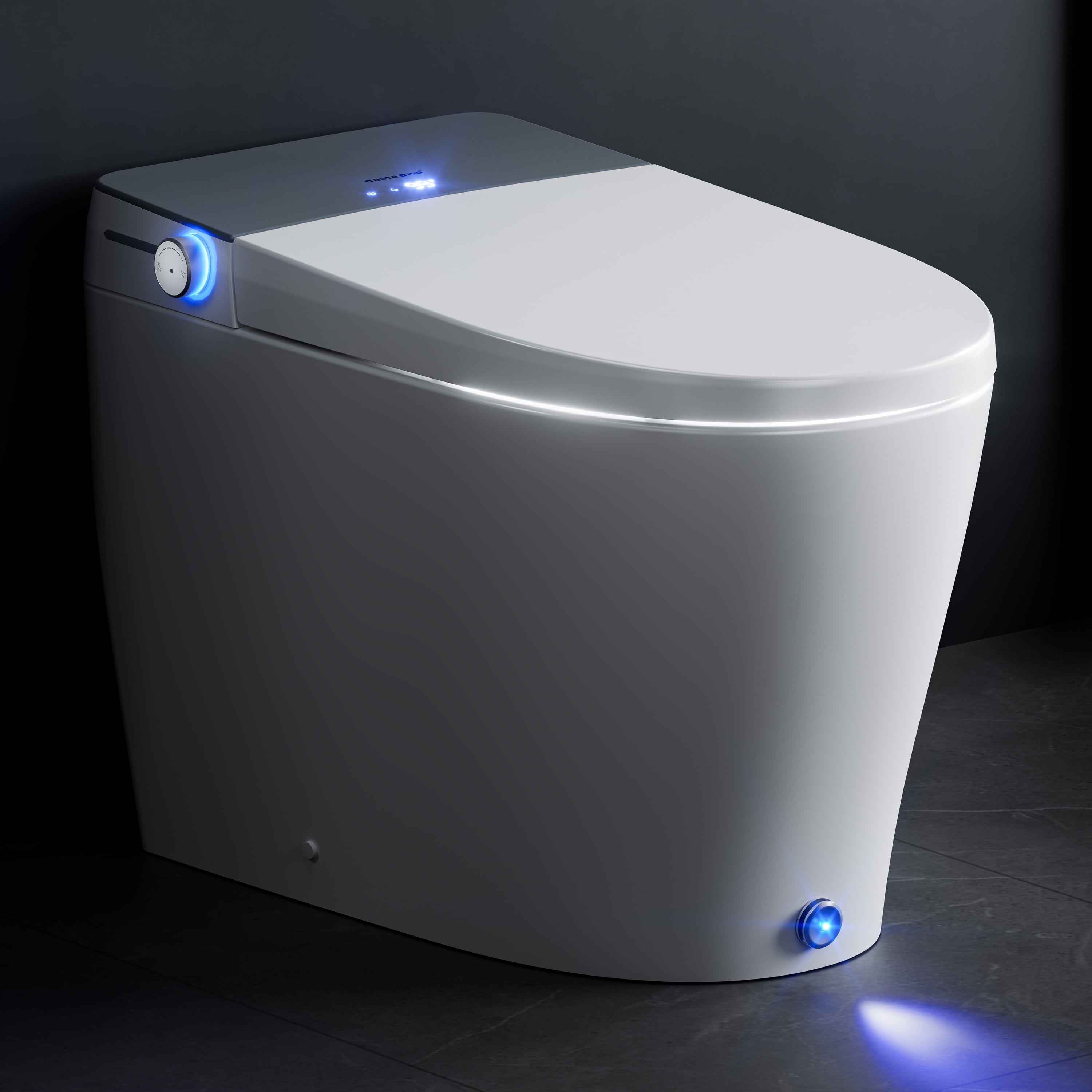 Casta Diva Smart Toilet Elongated Bidet Toilet, Built-in Tank & Pump for Powerful Flush, Auto Open/Close Lid, Heated Seat, Warm Air Dryer, Wireless Remote Control