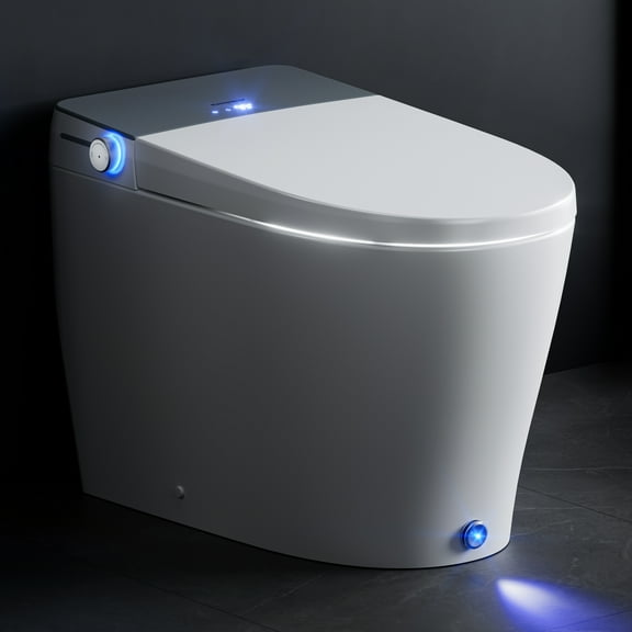 Casta Diva Smart Toilet Elongated Bidet Toilet, Built-in Tank & Pump for Powerful Flush, Auto Open/Close Lid, Heated Seat, Warm Air Dryer, Wireless Remote Control