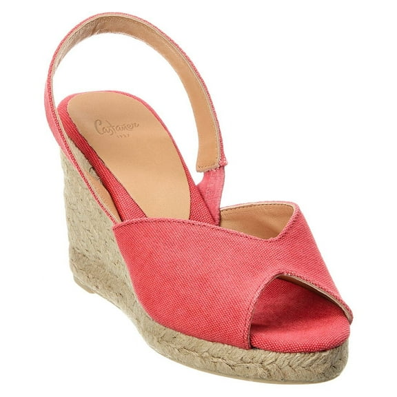 Castañer Brisa Canvas Slingback Wedge Sandal, 39, Orange