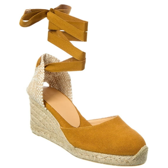 Castañer Carina Canvas Wedge Sandal, 37, Brown