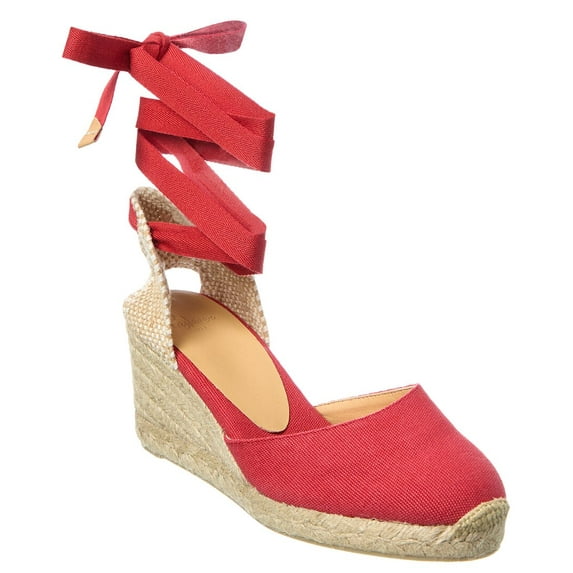 Castañer Carina Canvas Wedge Sandal, 38, Red