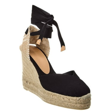 Castañer Chiara Canvas Wedge Sandal, 37, Black