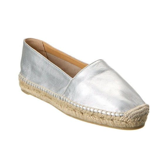 Castañer Kenda Leather Espadrille, 39, Silver