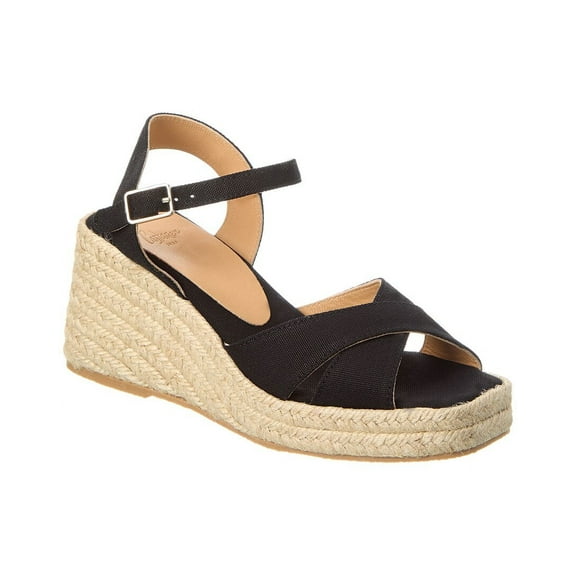 Castañer Thea Jute Wedge Sandal, 40, Black