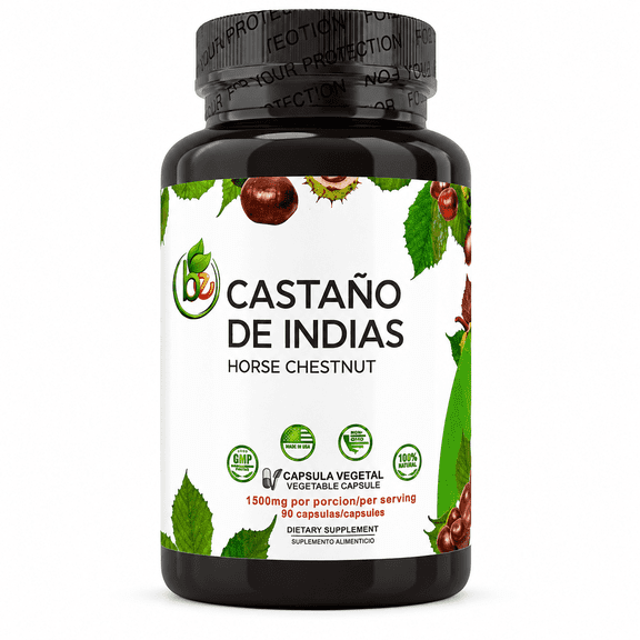 Castao De Indias (Horse Chestnut Capsules) 1500 mg per Serving, 90 Veggie Caps, 100% Natural, Premium Dietary Supplement, Made in USA Supports Circulatory & Vein Health