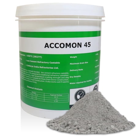 Castable Refractory Cement for Forge - Furnace Cement High Temperature - 2822F Rated - 45% Alumina Fireplace Cement Refractory for Casting Purpose Like Fire Bricks, Pizza Oven, Stove etc...