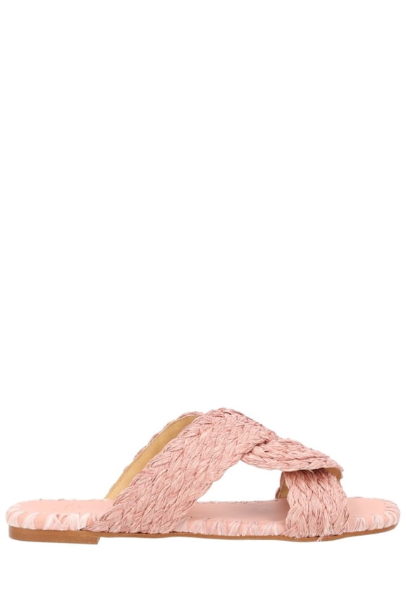 Padme Braided Polypropylene Raffia Flats Pink (Women's)