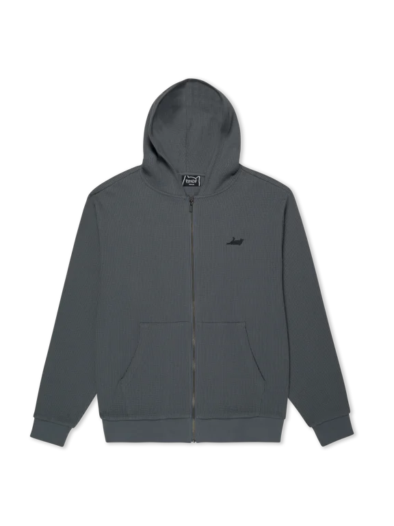 Castanza Waffle Knit Zip Up Hoodie (Charcoal)