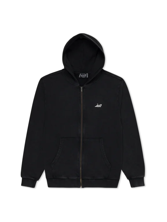 Castanza Zip Up Hoodie (Black Vintage Wash)