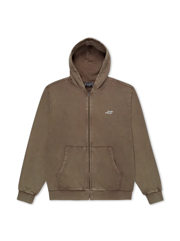 Castanza Zip Up Hoodie (Brown Vintage Wash)