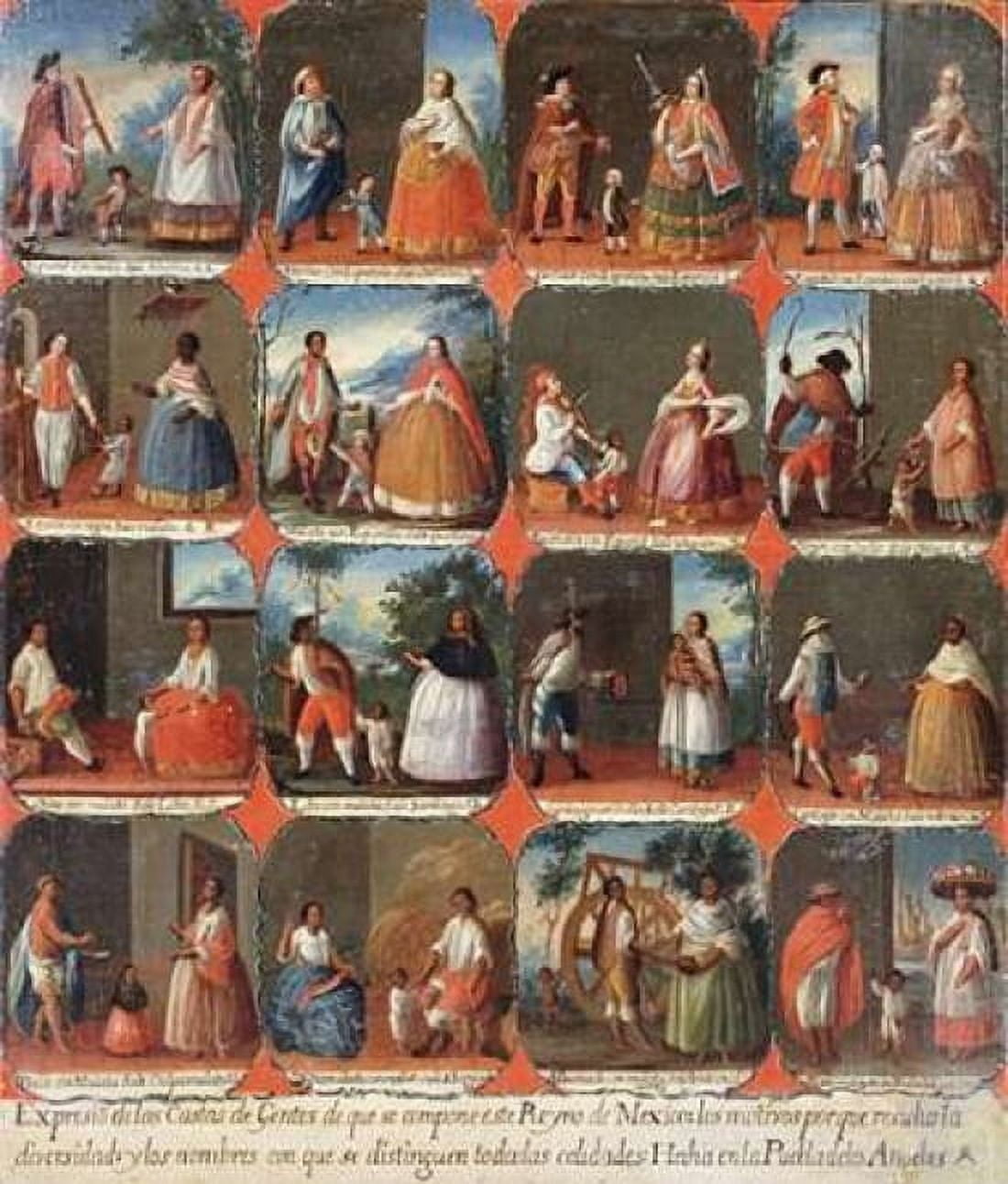 Castas a View of The Various Peoples of Mexico Canvas Art - Mexican School (24 x 24)