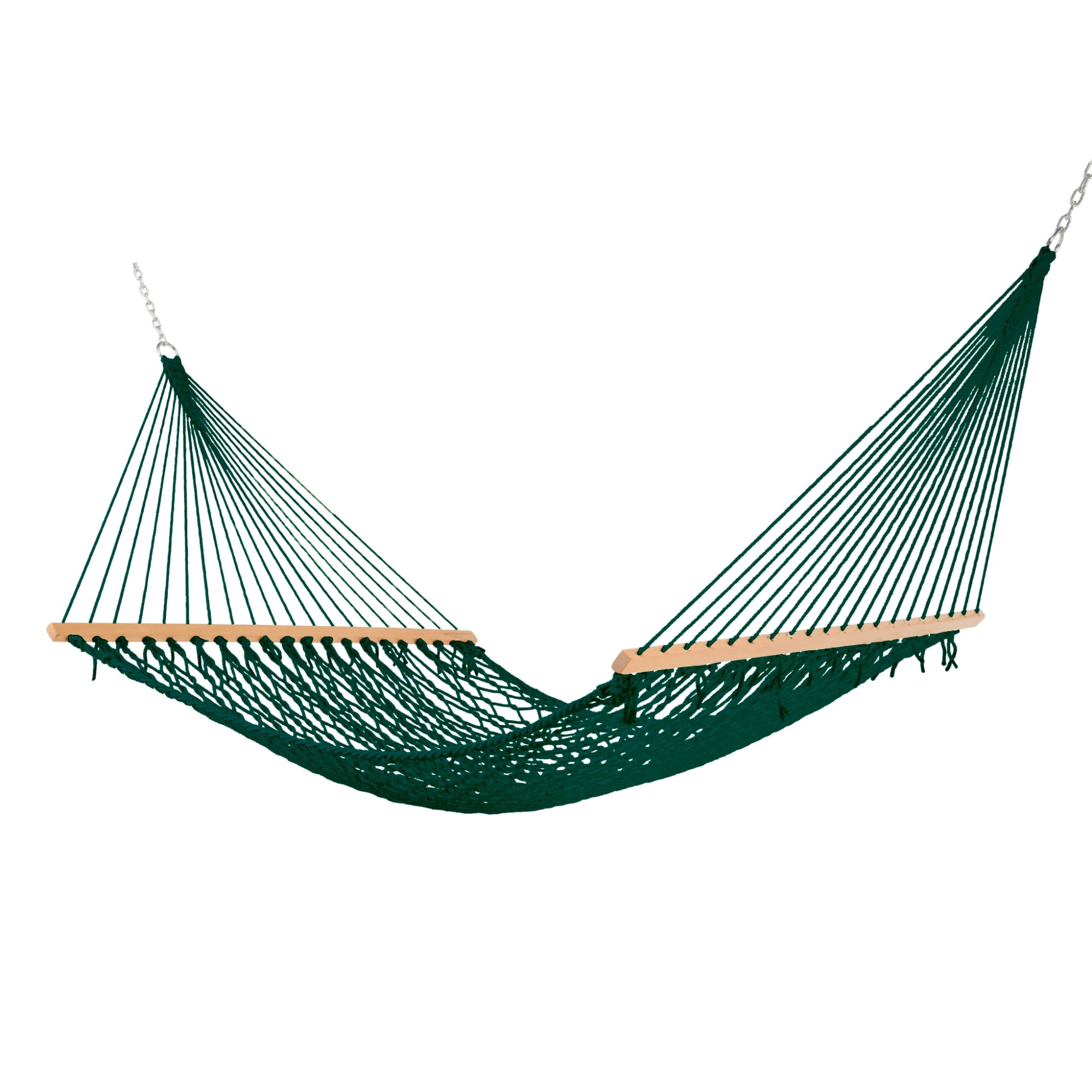 Castaway Living 13 ft. Double Green Polyester Rope Hammock w/ Extension Chains , Tree Hooks &