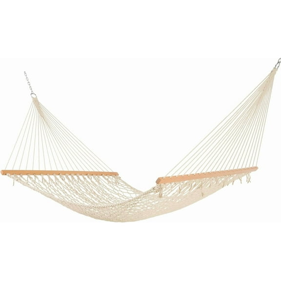 Castaway Living 13 ft. Double Traditional Hand Woven Cotton Rope Hammock 2-Person, 450 lb Capacity, Free Extension Chains & Tree Hooks, Designed in The USA