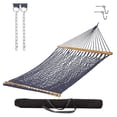 thumbnail image 1 of Castaway Living 13 ft. Double Traditional Hand Woven Navy Polyester Rope Hammock with Free Extension Chains,Tree & Storage Bag, for 2 People with a Weight Capacity of 450 lbs., 1 of 8