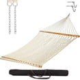 thumbnail image 1 of Castaway Living 13 ft L x 55 in W 2 Person Traditional Hand Woven Cotton Rope Hammock W/ Extension Chains, Tree Hooks & Storage Bag, 1 of 7