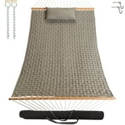 Castaway Living 13 ft. Large Flax Soft Weave Hammock with Detachable Pillow, Free Extension Chains, Tree Hooks & Storage Bag