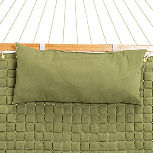 Castaway Living 13 ft. Large Green Soft Weave Hammock with Free Pillow, Storage Bag, Extension Chains & Tree Hooks, Accommodates 2 People, 450 LB Weight Capacity, 13 ft. x 55 in.