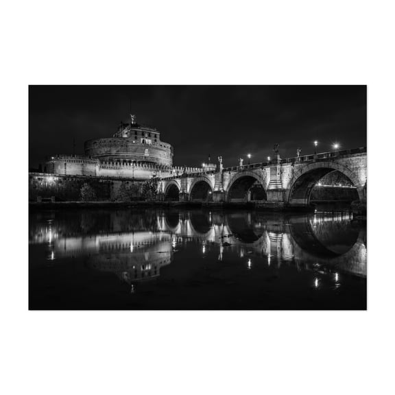 Castel Sant'Angelo B&W - Rome Lazio Italy Photography Unframed Wall Art Print 5 x 7 inches