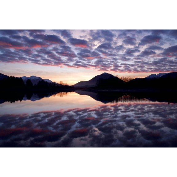 Castellanus Clouds Form Sunrise Over Mendenhall Wetlands State Wildlife Refuge Coast Mtns Southeast Alaska Juneau Winter Canvas Art - John Hyde Design Pics (34 x 22)