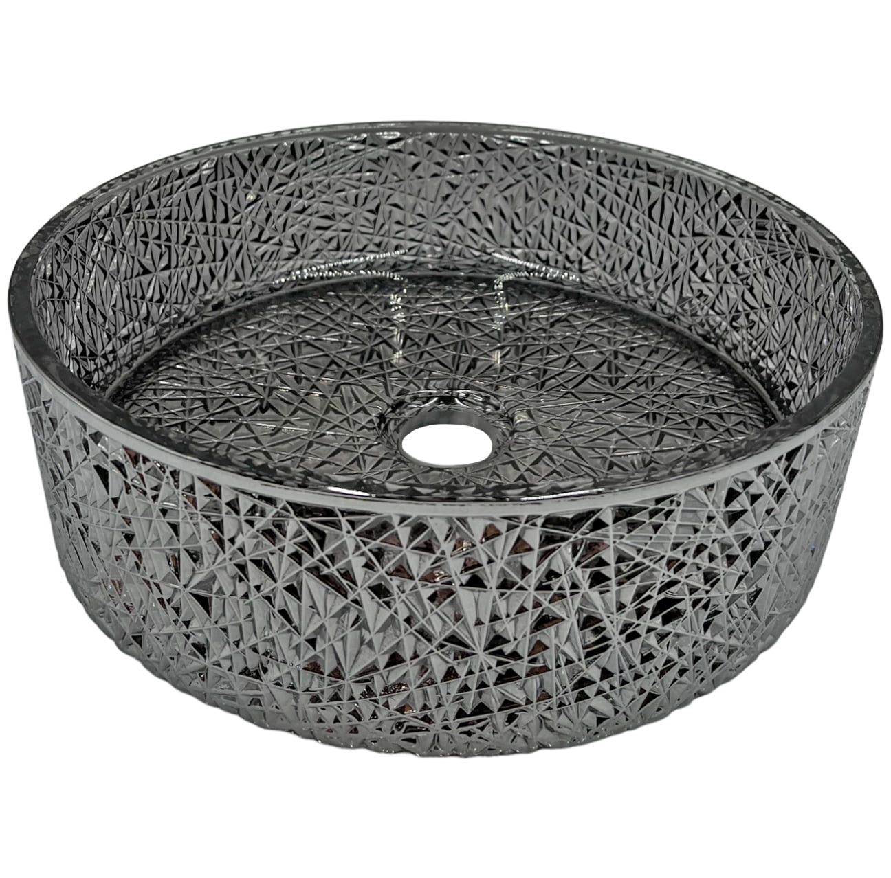 Stadium 16" Light Black Tempered Glass Circular Bathroom Vessel Sink