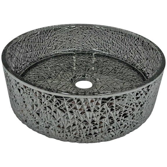 Castello USA 16" Round Modern Black Glass Sink