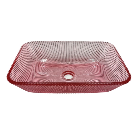 Charlie 18" Glass Rectangular Bathroom Vessel Sink in Light pink