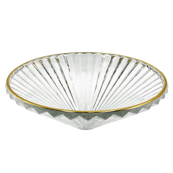 20" Tempered Glass Circular Vessel Bathroom Sink - Clear with Gold Rim