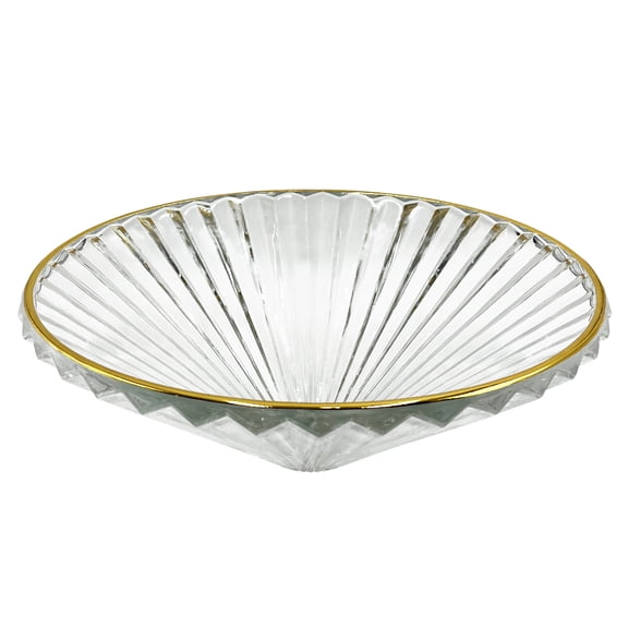 20" Tempered Glass Circular Vessel Bathroom Sink - Clear with Gold Rim