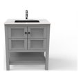 thumbnail image 1 of Castello USA 30" Alicia Gray Vanity Set White Marble Ceramic Top Black Sink, 1 of 9