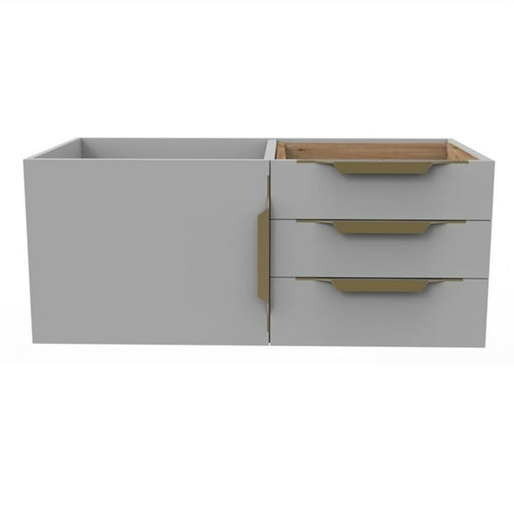 Castello USA Alpine 35" Wood Floating Vanity Base in Gray with Gold Handles