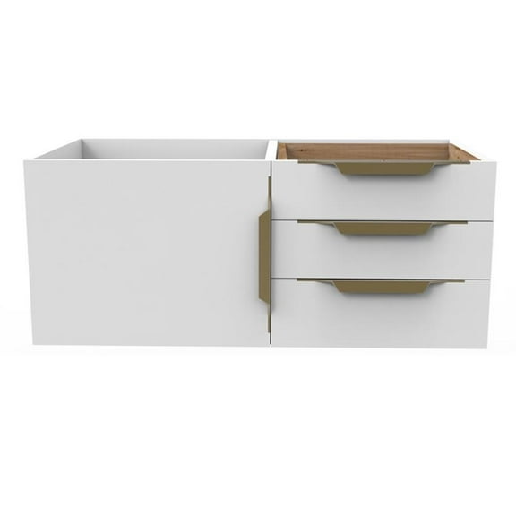 Castello USA Alpine 35" Wood Floating Vanity Base in White with Gold Handles