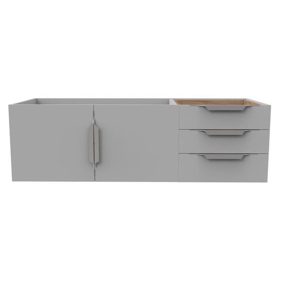 Alpine 48" Wood Floating Vanity Base in Gray with Chrome Handles