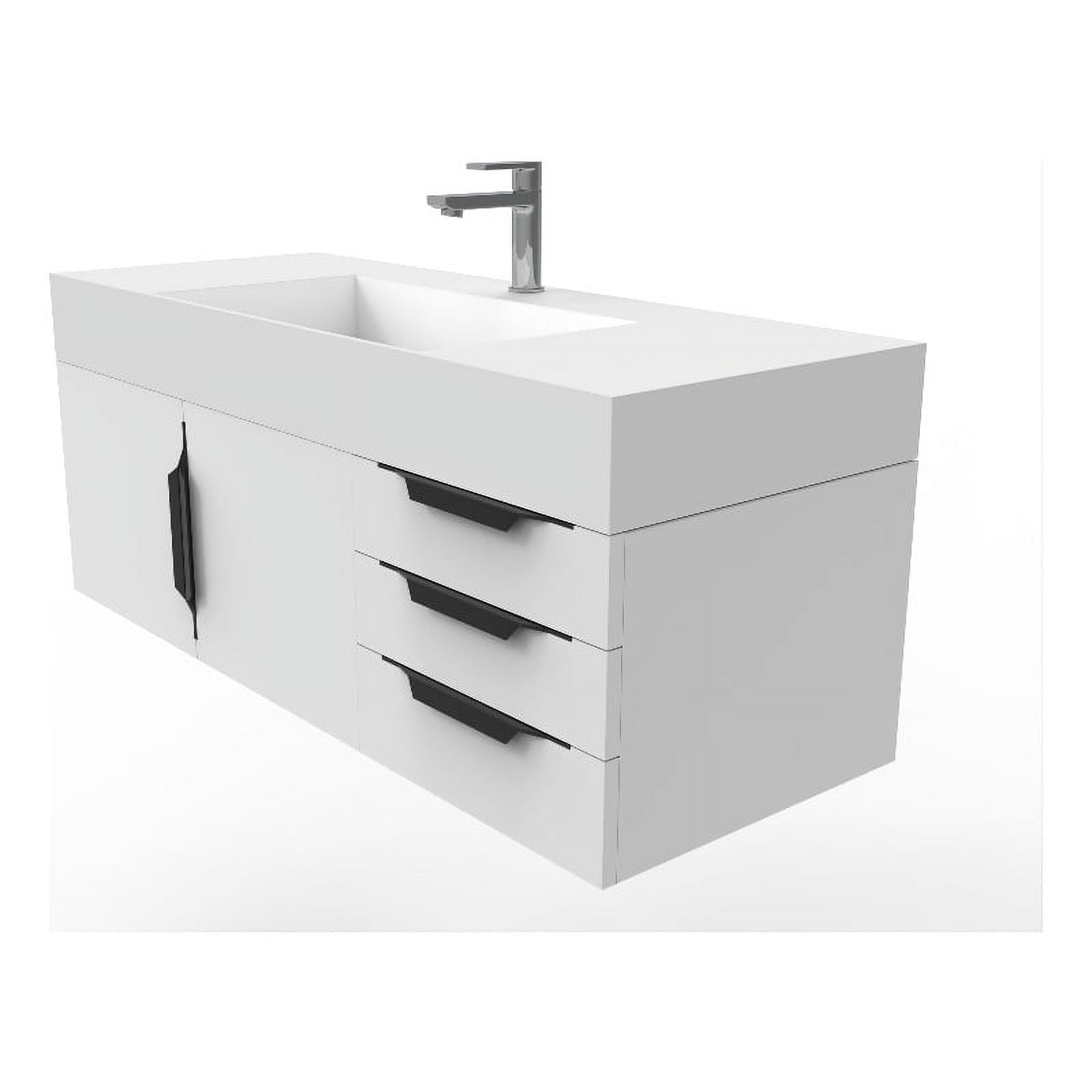 Castello USA Amazon 48" White Wood Floating Vanity with White Top and