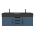 thumbnail image 1 of Amazon 60" Blue Wood Floating Vanity with Black Top and Black Trim, 1 of 11