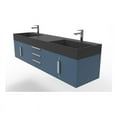 thumbnail image 1 of Castello USA Amazon 72" Blue Wood Floating Vanity with Black Top and Chrome Trim, 1 of 8
