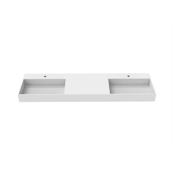 Castello USA Wall-Mounted Double Bathroom Sink with Concealed Drain Plate in White