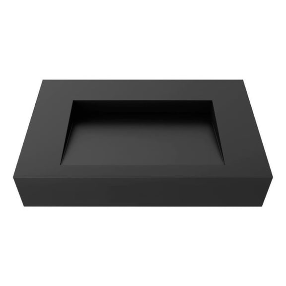 Castello USA Inc Pyramid 30" Solid Surface Bathroom Sink in Black No Faucet Hole