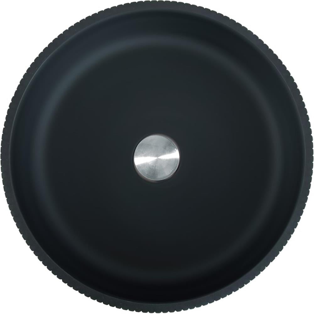 Matte Black Ribbed Glass Round Vessel Sink