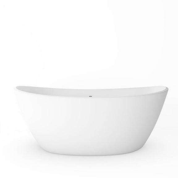 Castello USA Manhattan 59" Freestanding Solid Surface Soaking Bathtub in White