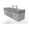 thumbnail image 1 of Nile 60" Gray Wood Floating Vanity with Gray Top and Gold Trim, 1 of 10