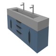 thumbnail image 1 of Castello USA Nile 72" Blue Wood Floating Vanity with Gray Top and Black Trim, 1 of 11